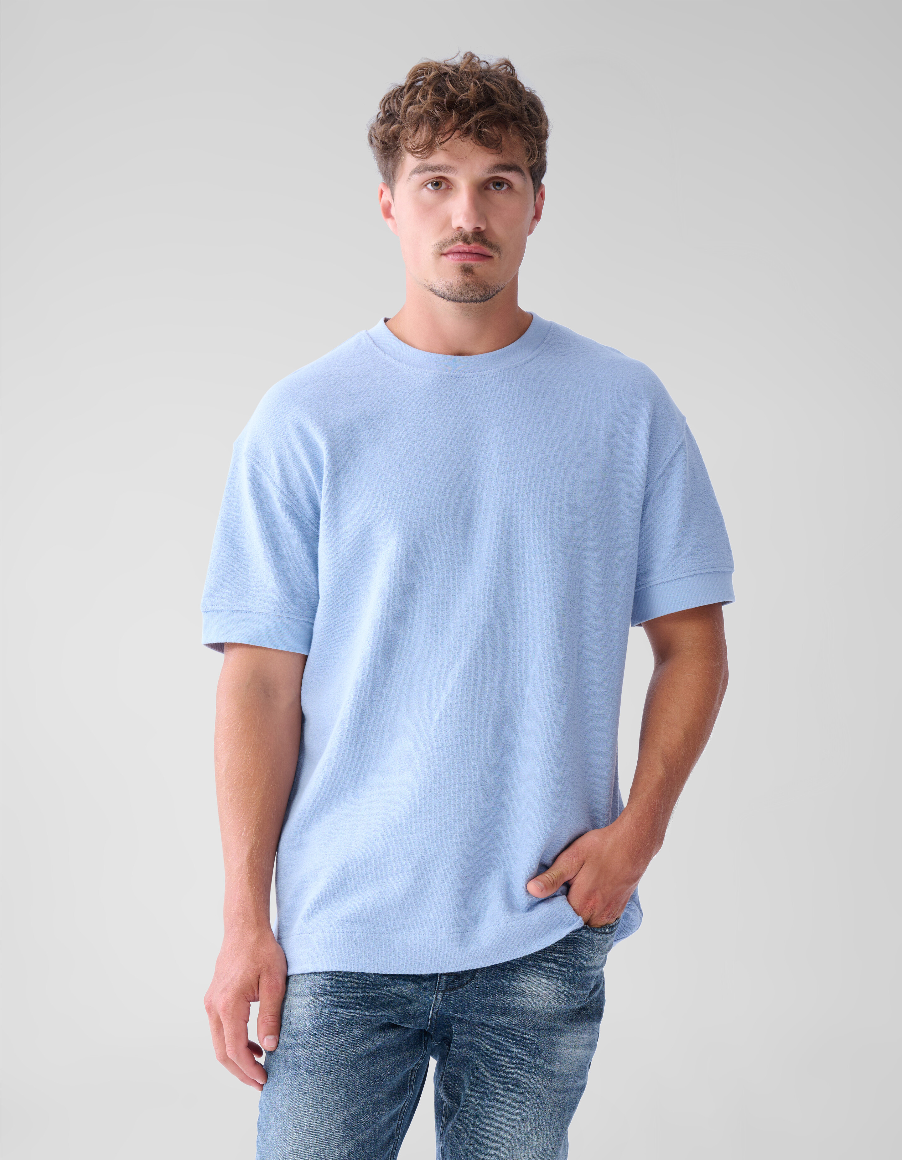 Slub Textur T-shirt Hellblau SHOEBY MEN