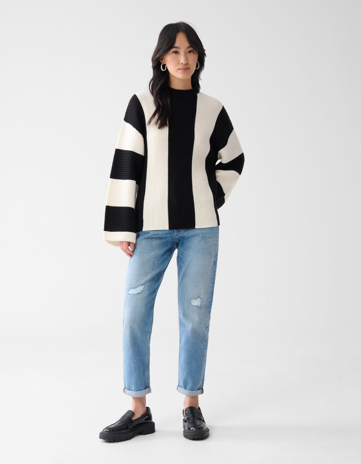 Streifen-Pullover Schwarz/Weiß SHOEBY WOMEN