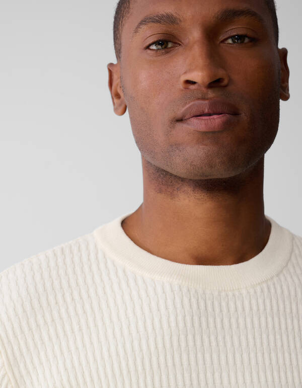 Strukturpullover gebrochenes Wei&szlig; SHOEBY MEN