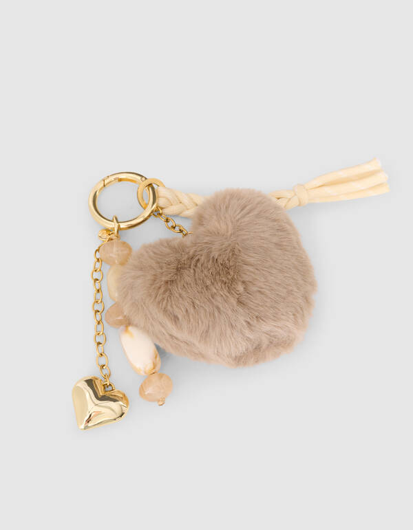 Fluffy Bagcharm Beige/Goud SHOEBY ACCESSOIRES
