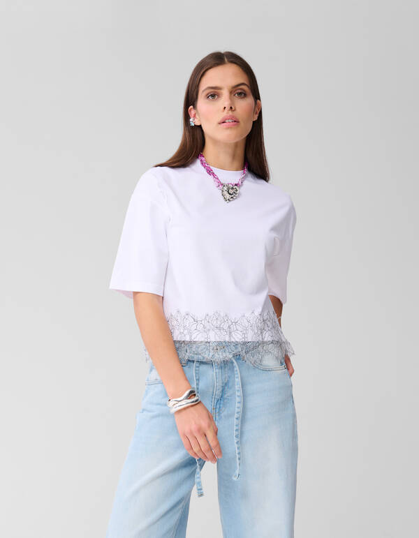 Spitzen-T-Shirt Wei&szlig; SHOEBY WOMEN