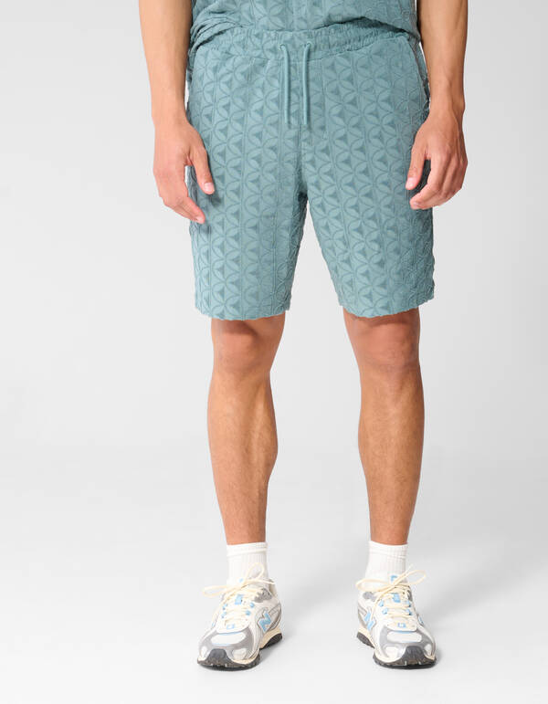 Logo-Frottee-Shorts Dunkelgr&uuml;n SHOEBY MEN