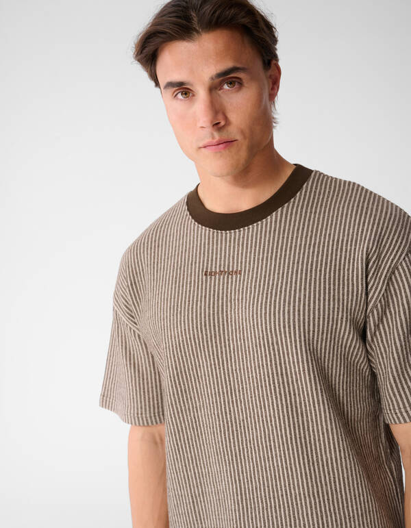 Seersucker-T-Shirt, Braun SHOEBY MEN
