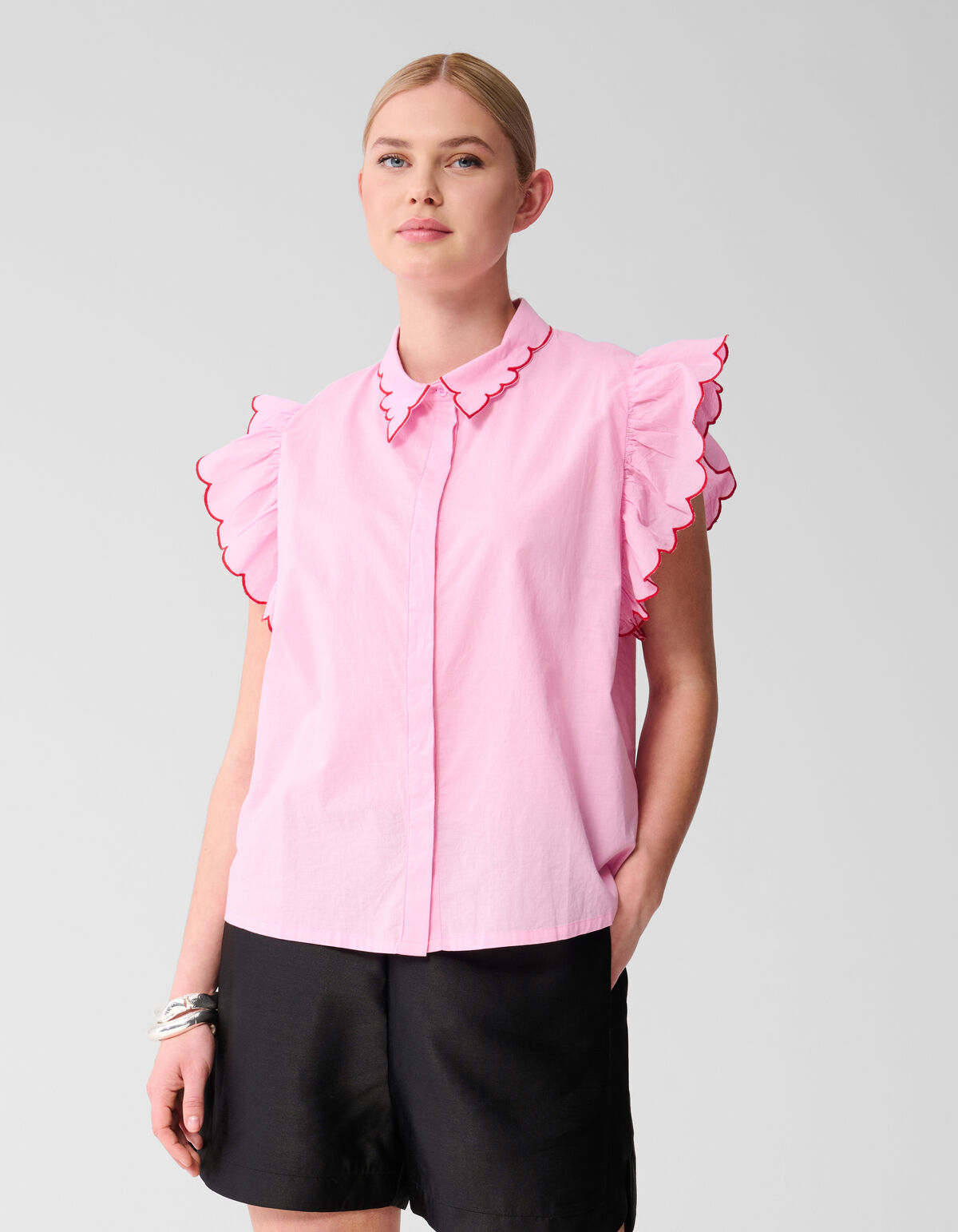 Besticktes Rüschentop Rosa SHOEBY WOMEN