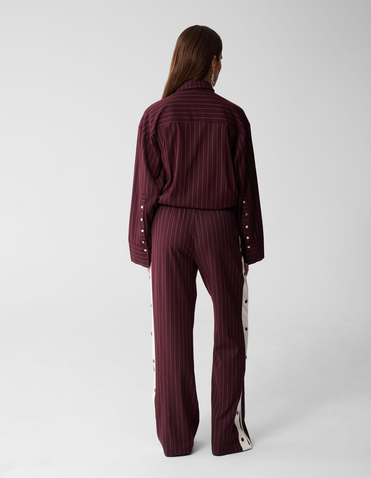 Nadelstreifen-Hose mit weitem Bein Dunkelrot SHOEBY WOMEN