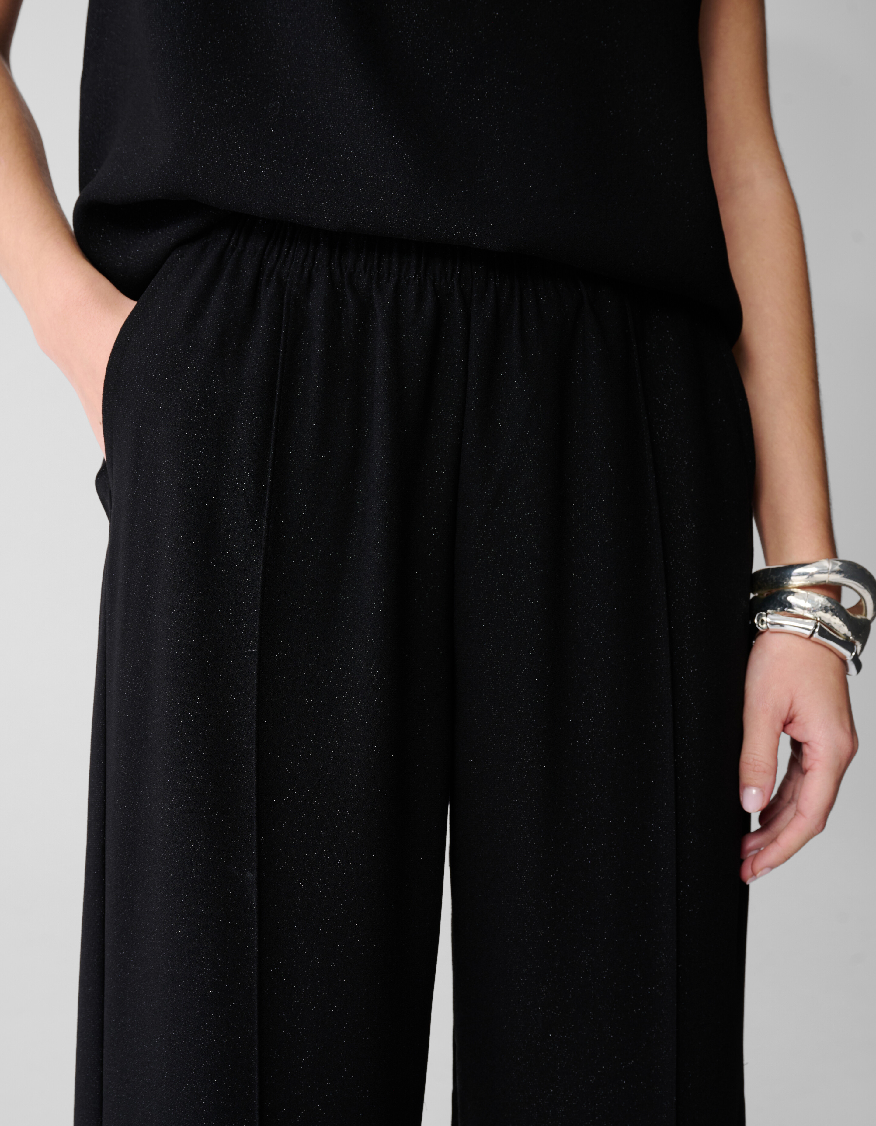 Schwarzer Glitzer-Hose mit weitem Bein SHOEBY WOMEN