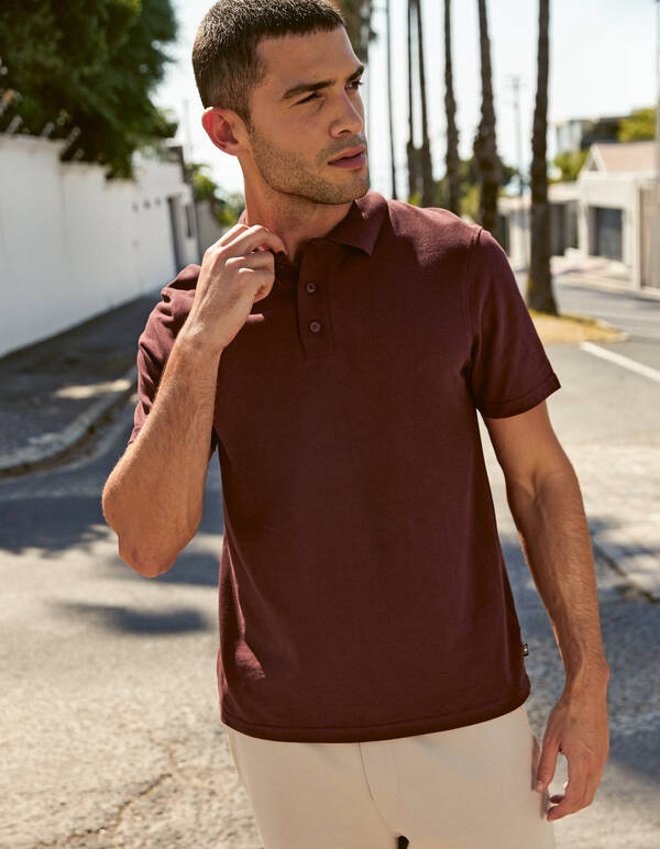 Strickpolo Dunkelrot SHOEBY MEN