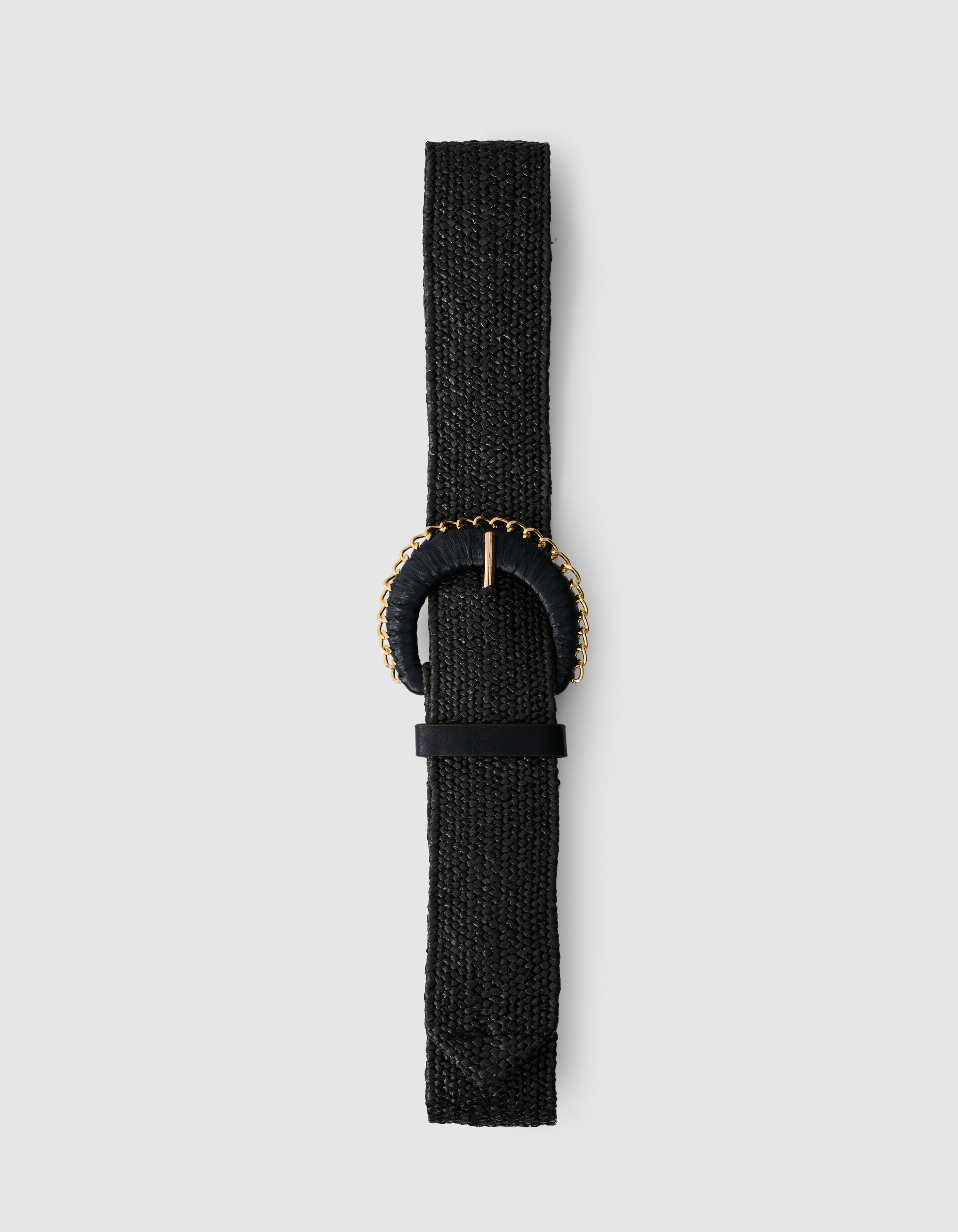 Kettengemusterter Raffia-Gürtel Schwarz SHOEBY ACCESSOIRES
