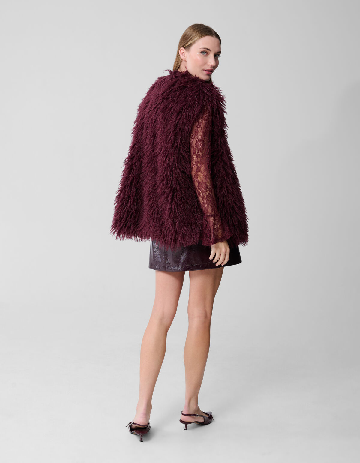 Oversize Teddyweste Dunkelrot SHOEBY WOMEN