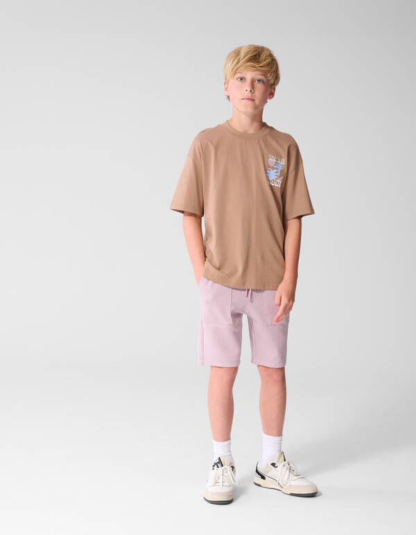 Oversized Sonnenkunst-T-Shirt Hellbraun SHOEBY BOYS
