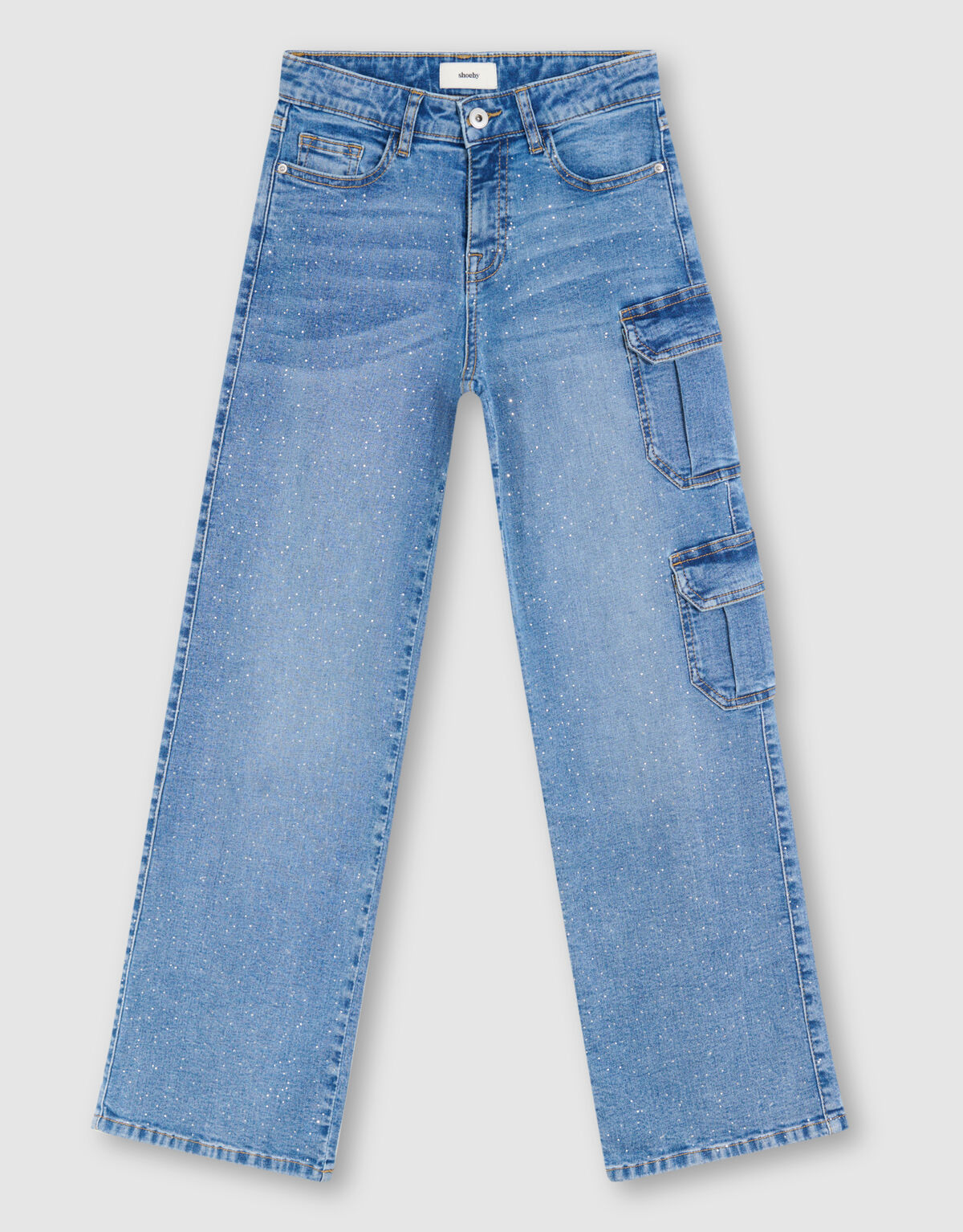 Pocket Strass Straight Fit Jeans Blau SHOEBY GIRLS