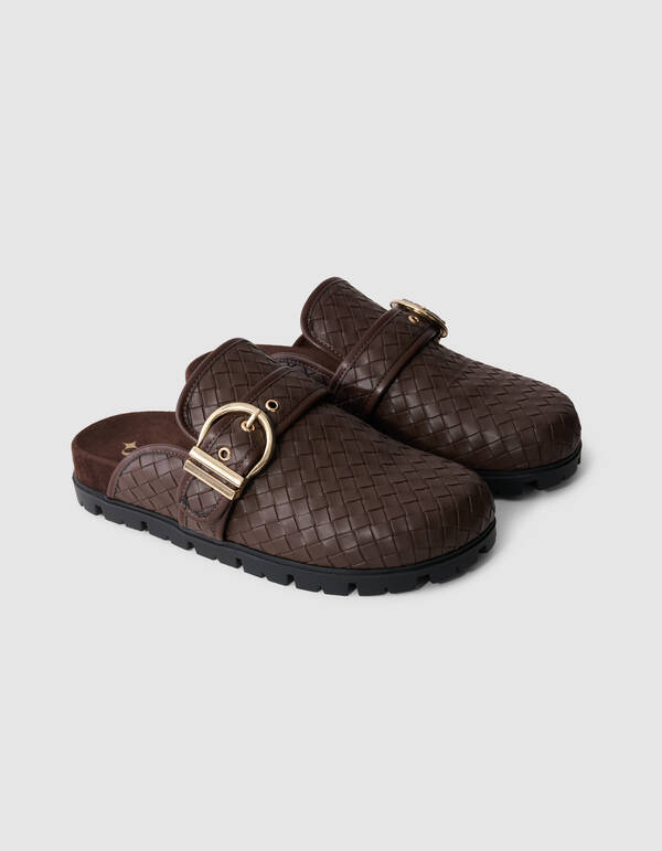 Geflochtene Schnallen Slipper Braun SHOEBY SHOES