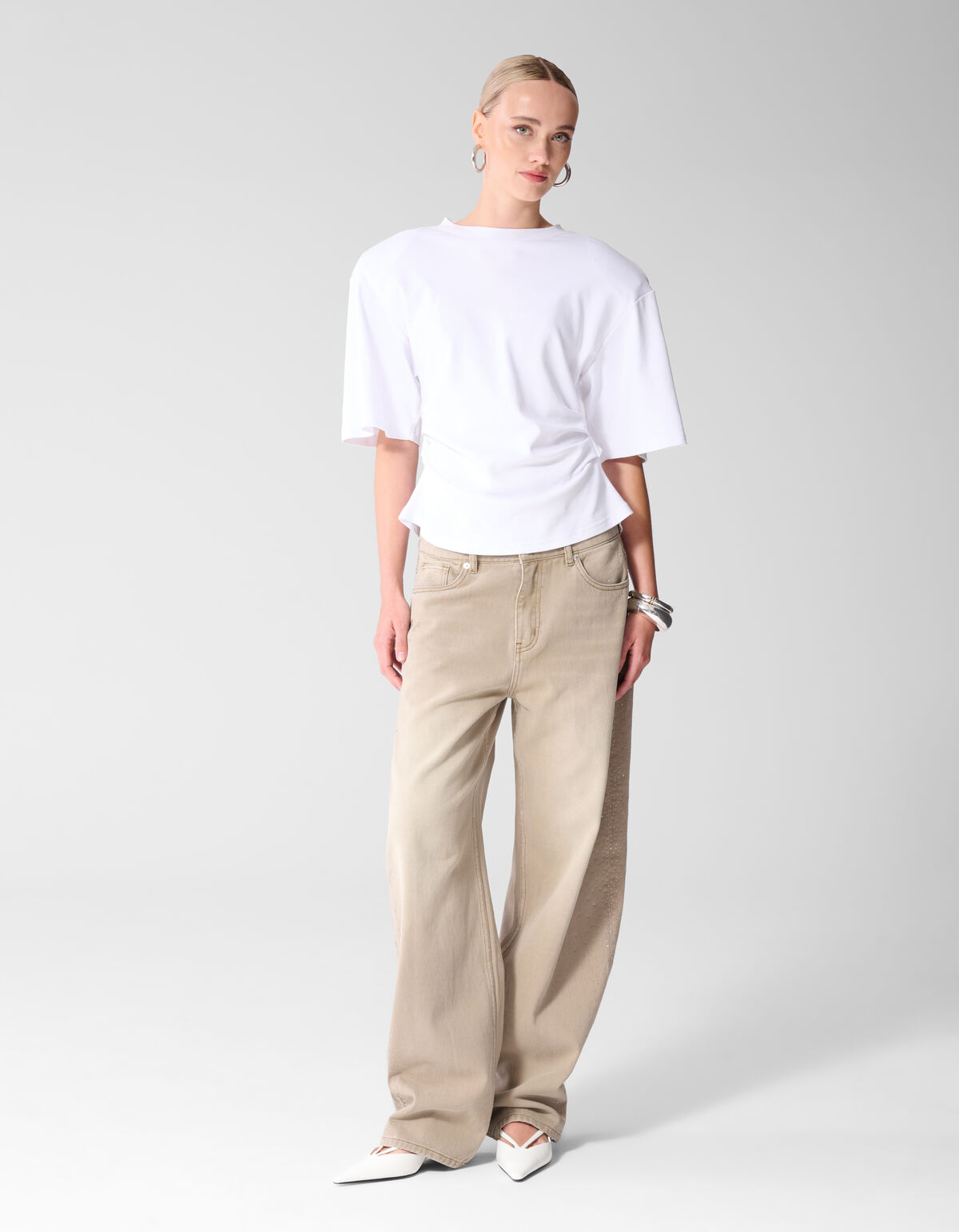 Jeans im Baggy-Fit mit Strass Hellbraun SHOEBY WOMEN