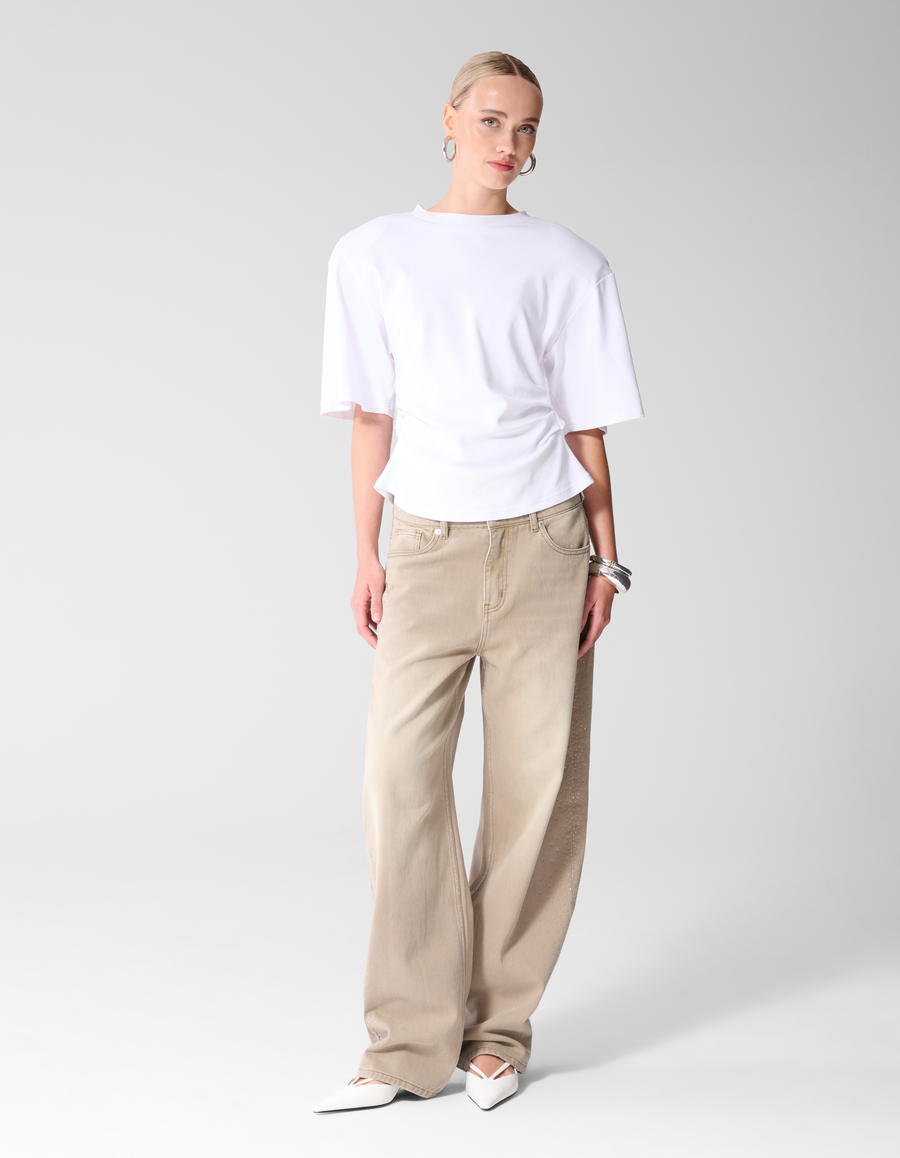Jeans im Baggy-Fit mit Strass Hellbraun SHOEBY WOMEN