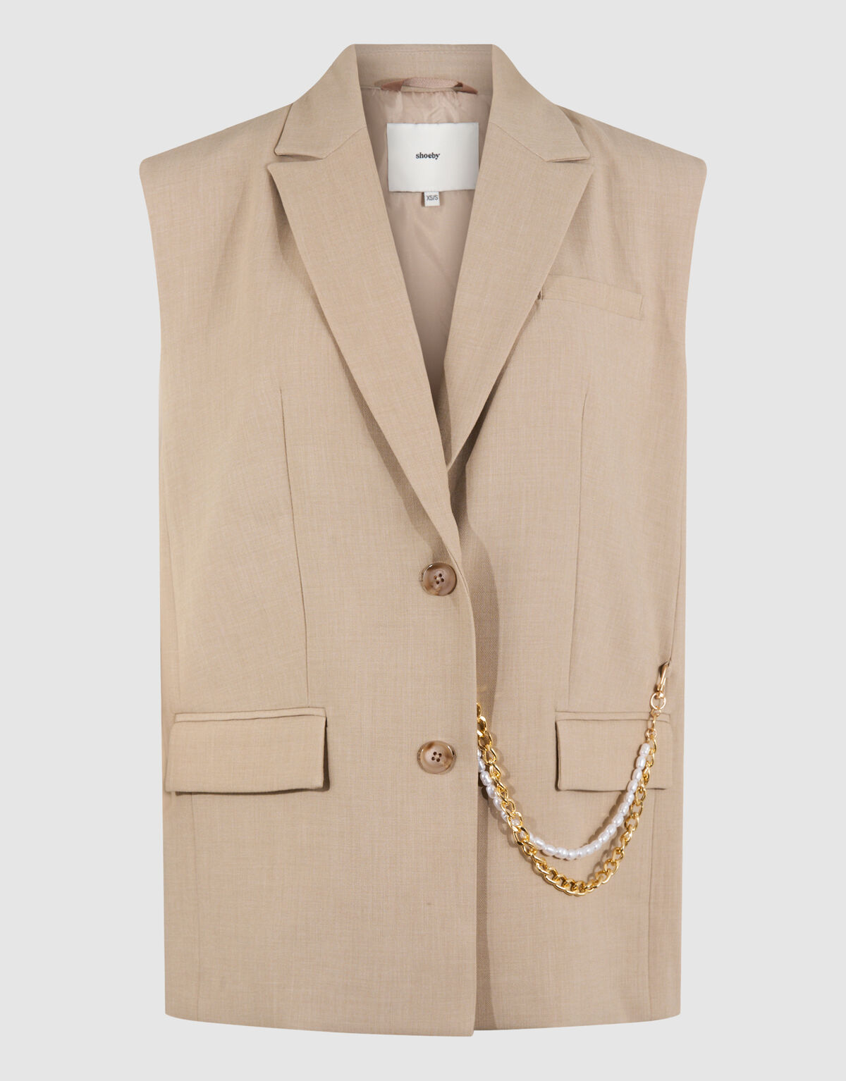 &Auml;rmelloser Blazer mit Kettenmuster, Sand SHOEBY WOMEN