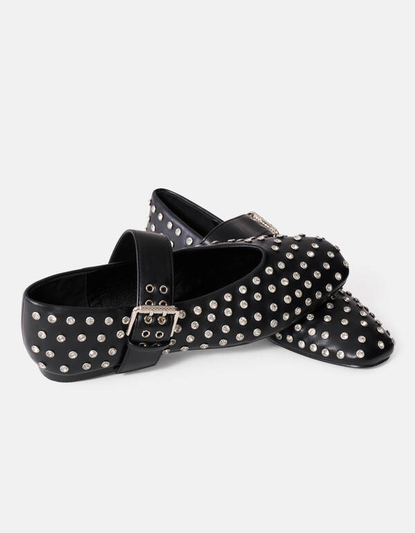 Strass-Nieten Ballerinas Schwarz SHOEBY SHOES