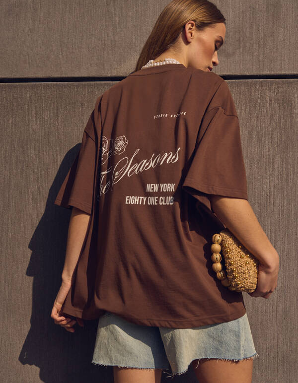 Seasons Artwork T-Shirt Braun SHOEBY WOMEN