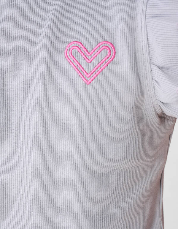 R&uuml;schen-Herz-Top Hellgrau SHOEBY GIRLS