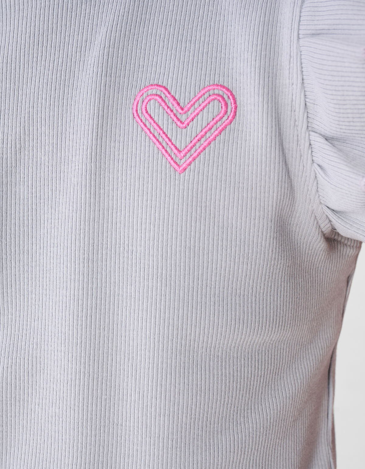 R&uuml;schen-Herz-Top Hellgrau SHOEBY GIRLS