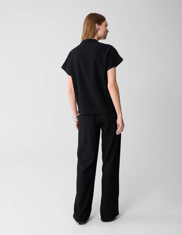 Schwarzes Glitzer-Top mit V-Ausschnitt SHOEBY WOMEN