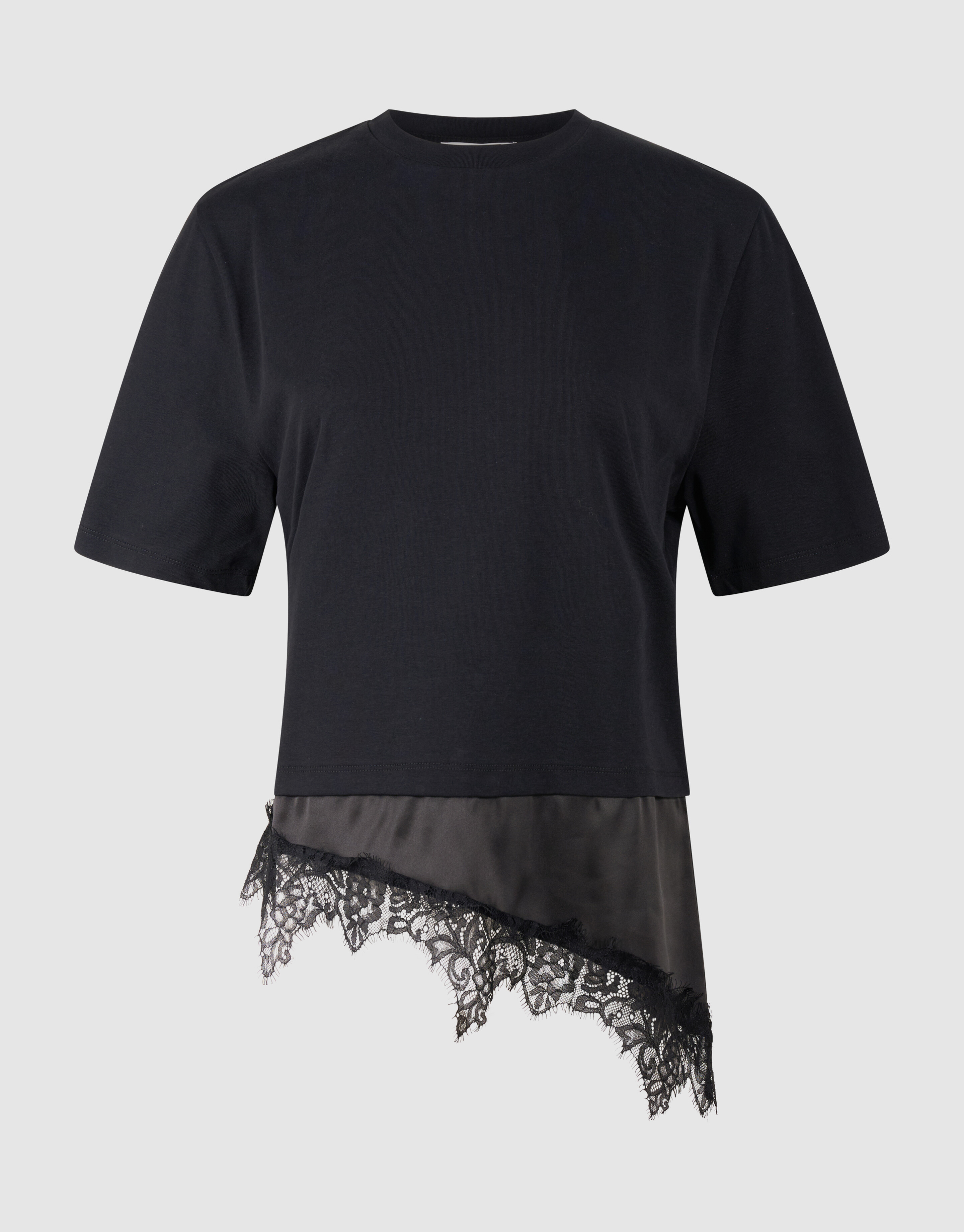 Kanten Satinen T-Shirt Schwarz SHOEBY WOMEN
