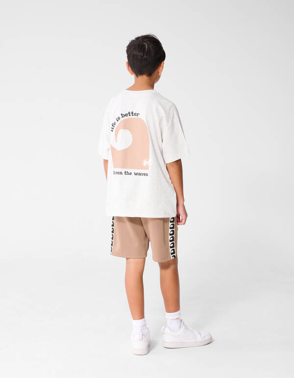Oversized Waves Artwork T-Shirt Hellgrau SHOEBY BOYS