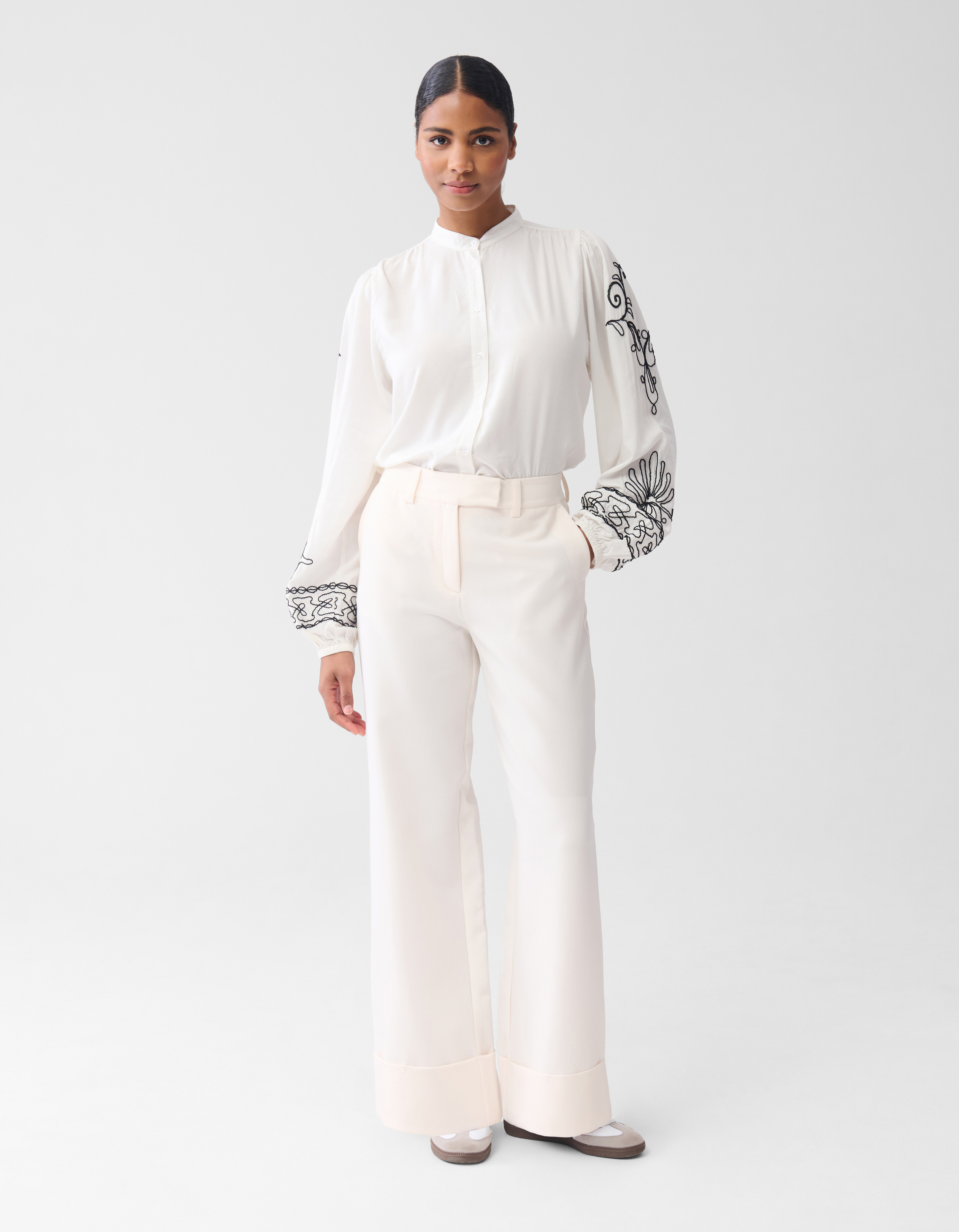 Cord-Stickerei Bluse Gebroken Wit By Fred SHOEBY WOMEN