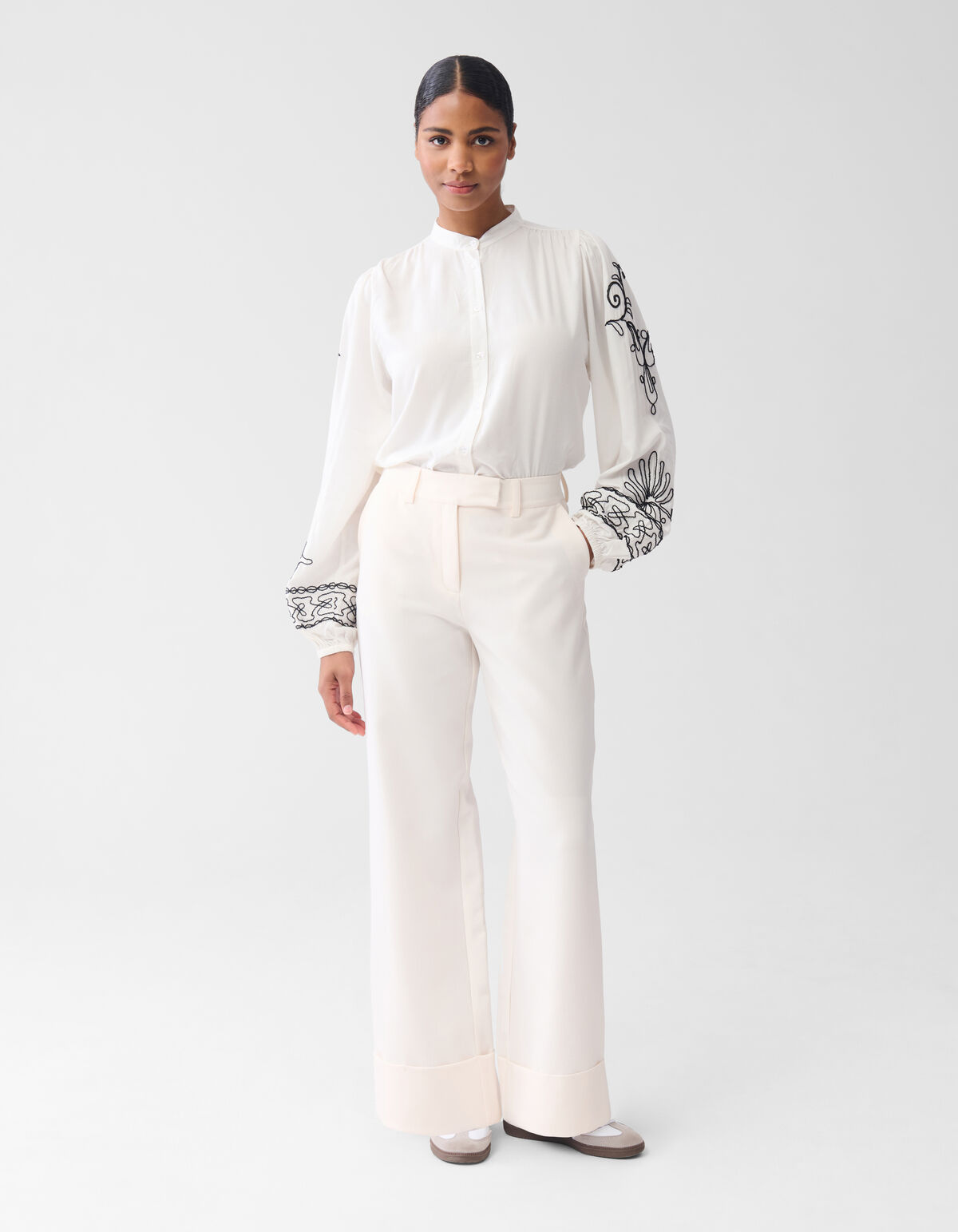Cord-Stickerei Bluse Gebroken Wit By Fred SHOEBY WOMEN