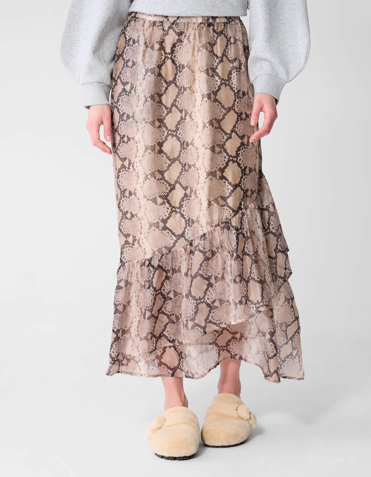 Schlange R&uuml;sche Maxi Rock Hellbraun SHOEBY WOMEN