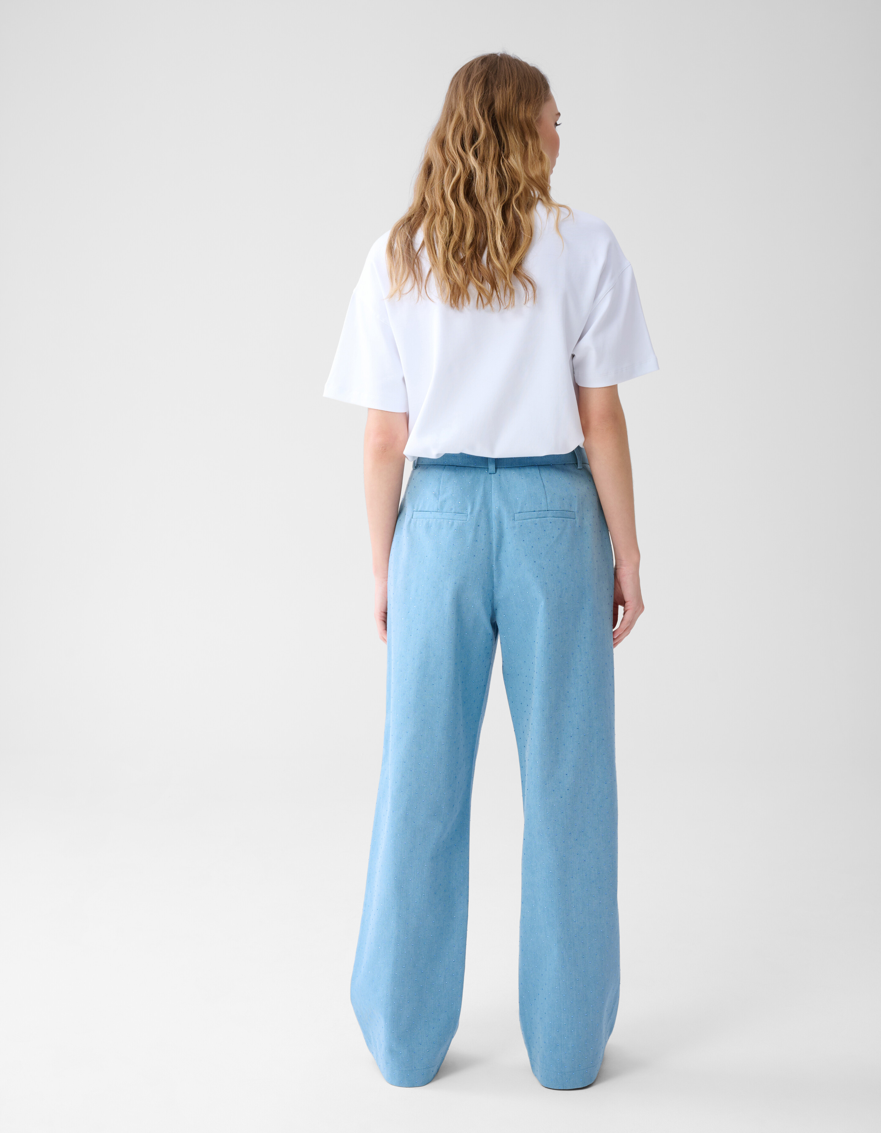 Strass Denim Hose mit weitem Bein Blau SHOEBY WOMEN