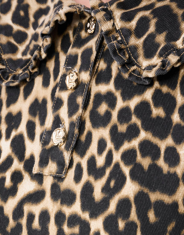 Denimkragen Leopard Minikleid Braun SHOEBY WOMEN