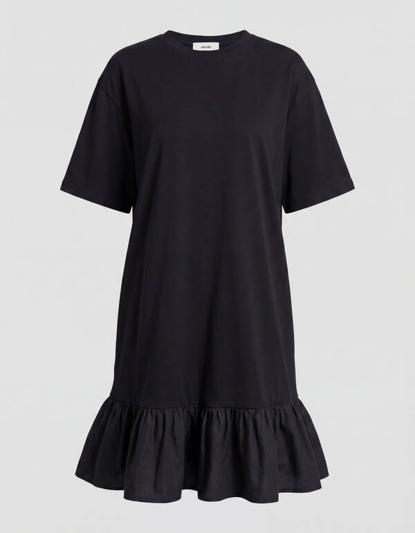 R&uuml;schen T-Shirt Mini Kleid Schwarz SHOEBY WOMEN