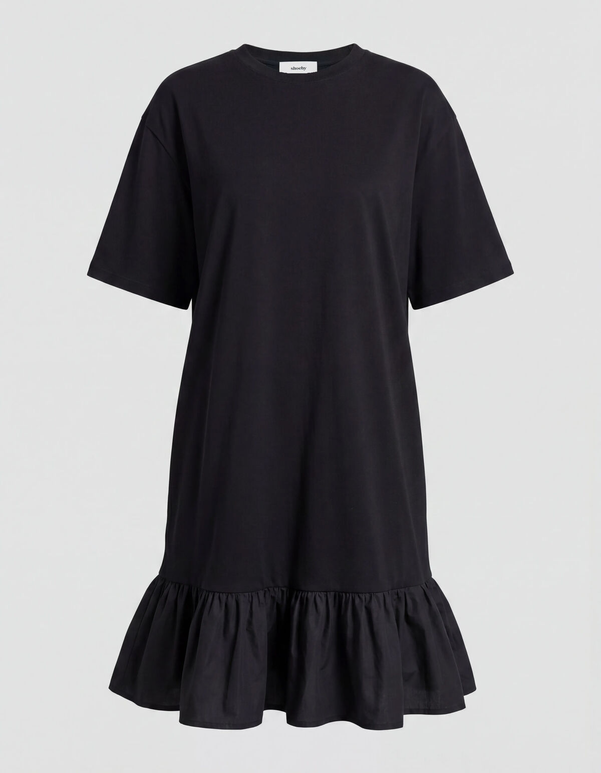 R&uuml;schen T-Shirt Mini Kleid Schwarz SHOEBY WOMEN