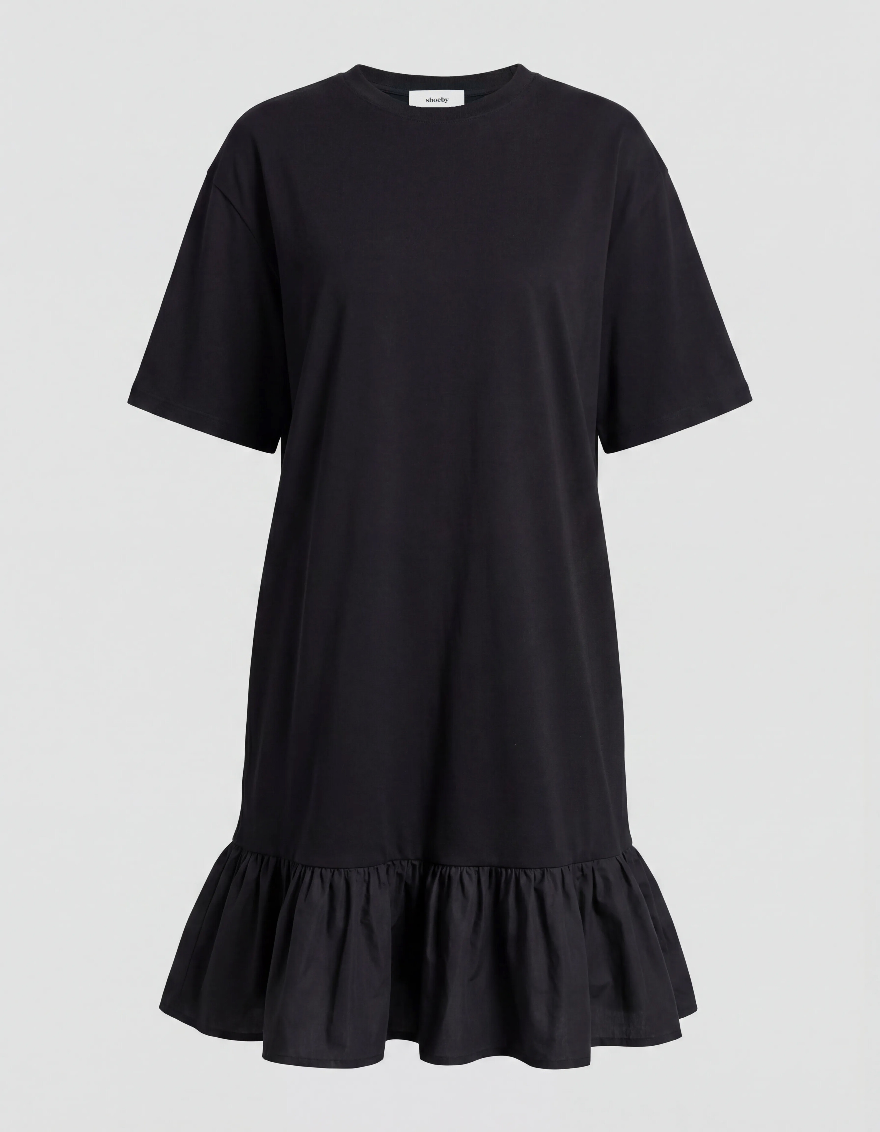 R&uuml;schen T-Shirt Mini Kleid Schwarz SHOEBY WOMEN