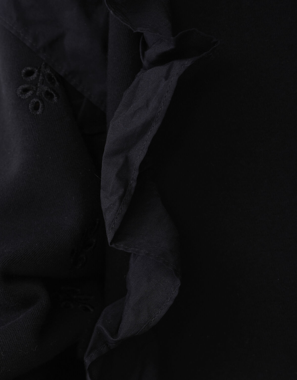 Pullover mit R&uuml;schenstickerei Schwarz SHOEBY GIRLS