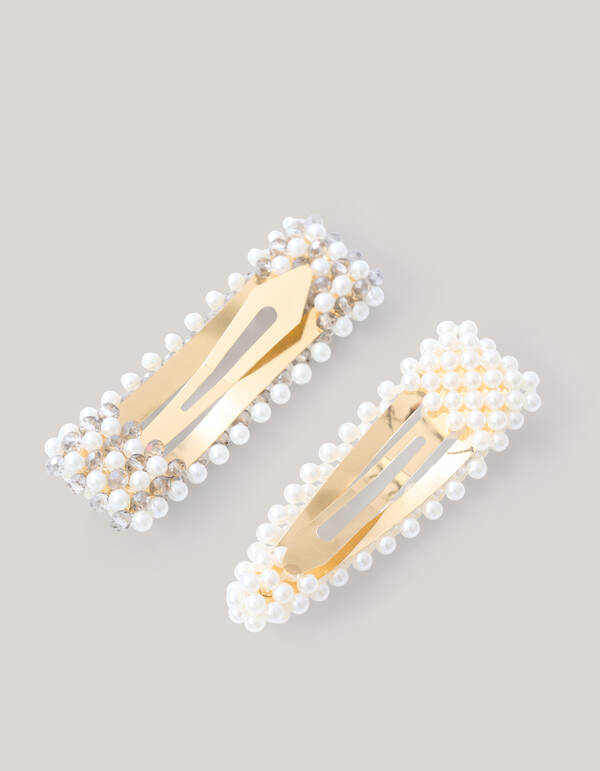 Perlen Haarspange Aus Wei&szlig; SHOEBY ACCESSOIRES