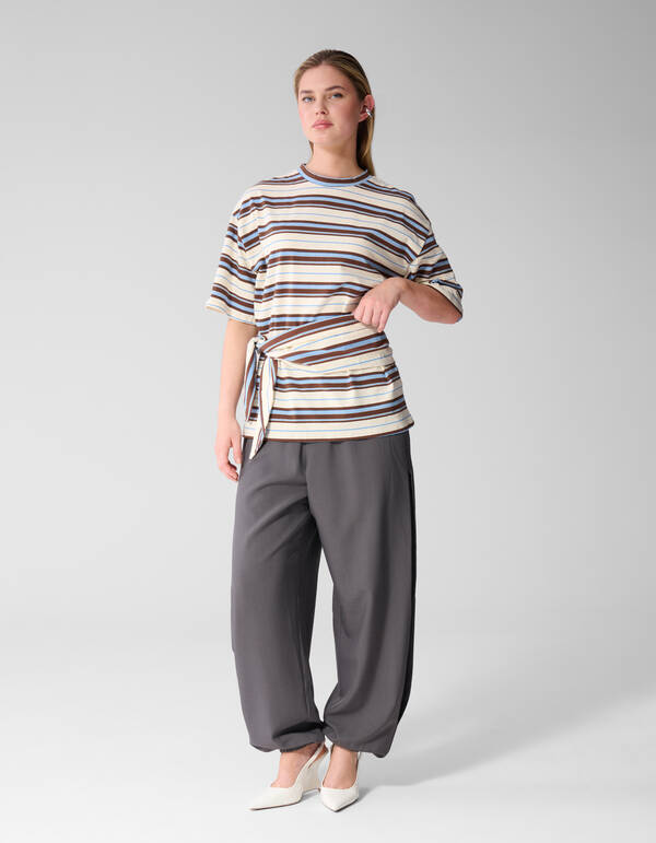 Gestreiftes T-Shirt mit Schal Gebrochenes Wei&szlig;/Sch SHOEBY WOMEN