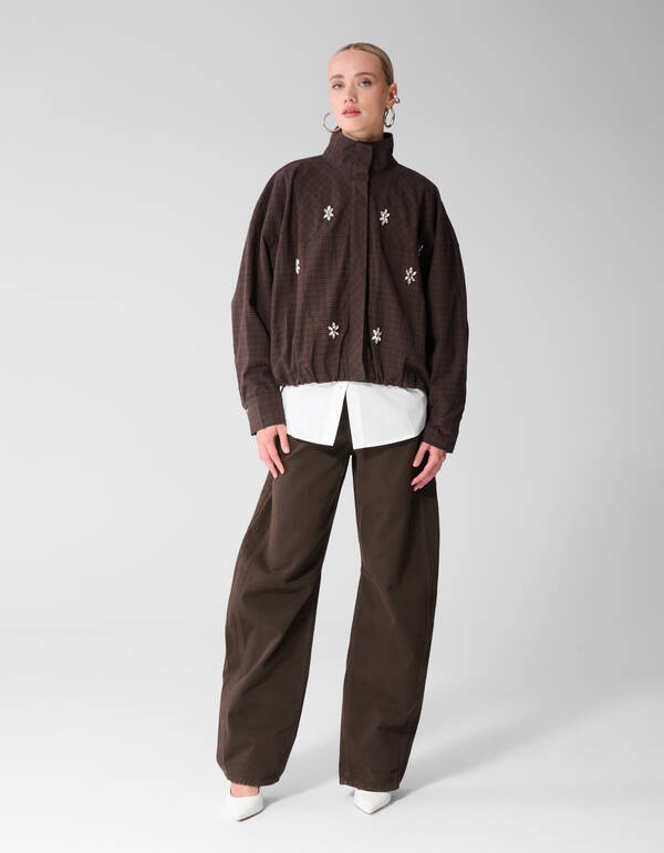 Karierte Bomberbluse Braun SHOEBY WOMEN