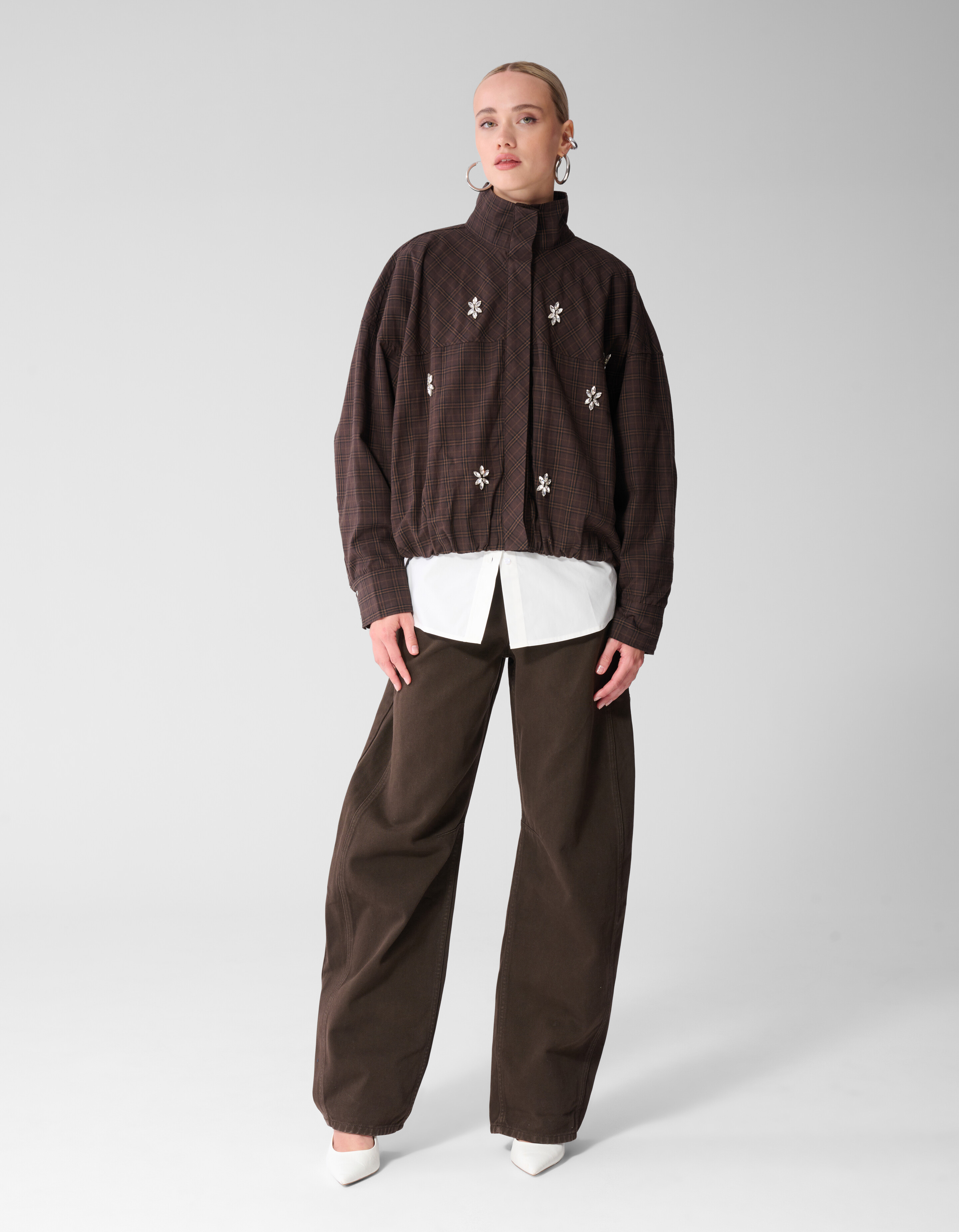 Karierte Bomberbluse Braun SHOEBY WOMEN