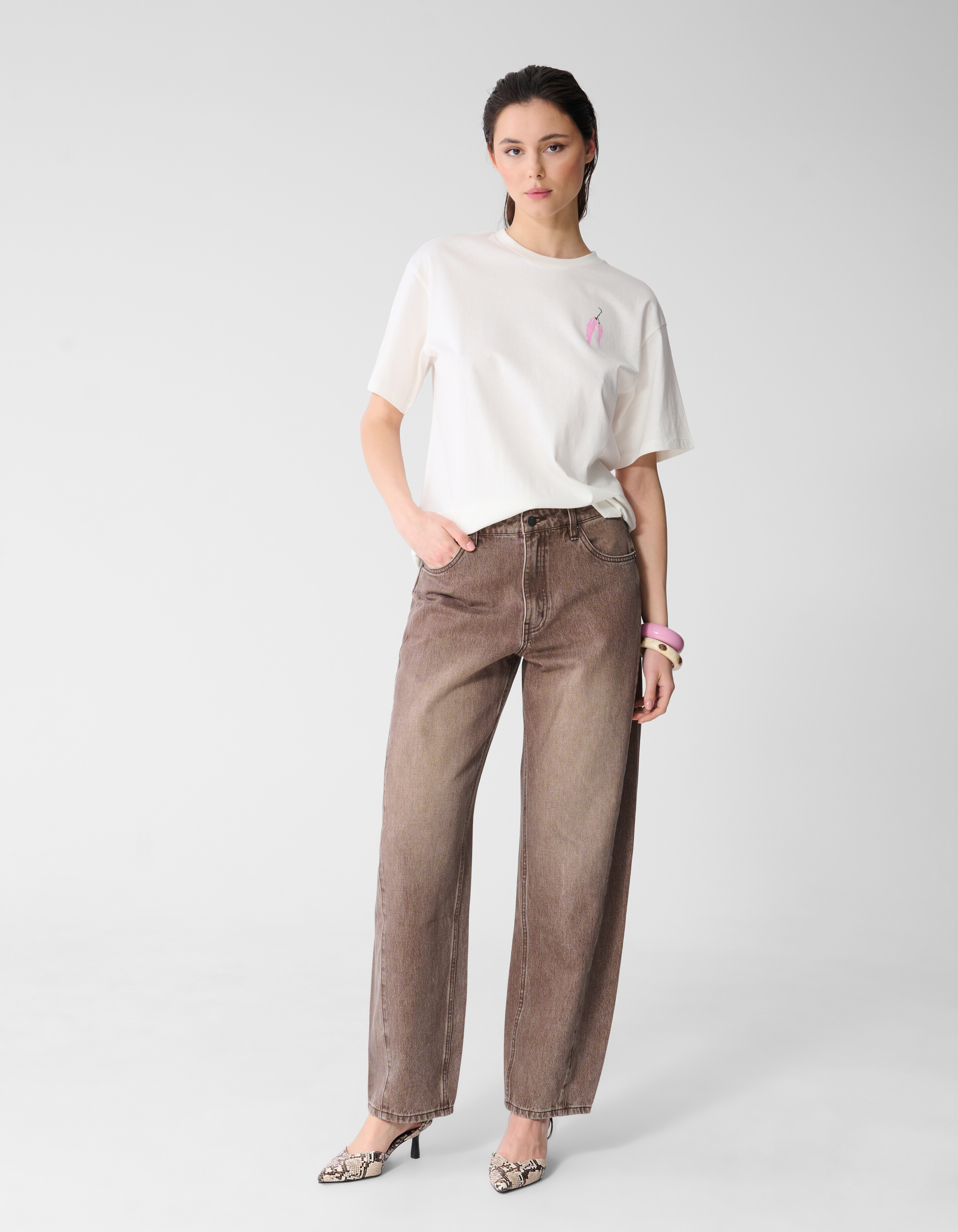 Pepper Artwork T-Shirt Gebrochen Wei&szlig; SHOEBY WOMEN