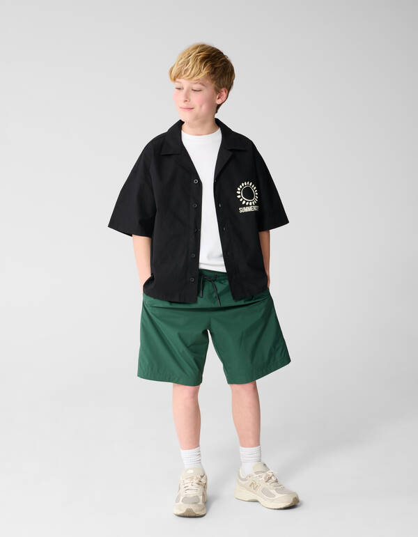 Linnen Artwork Overshirt Schwarz SHOEBY BOYS