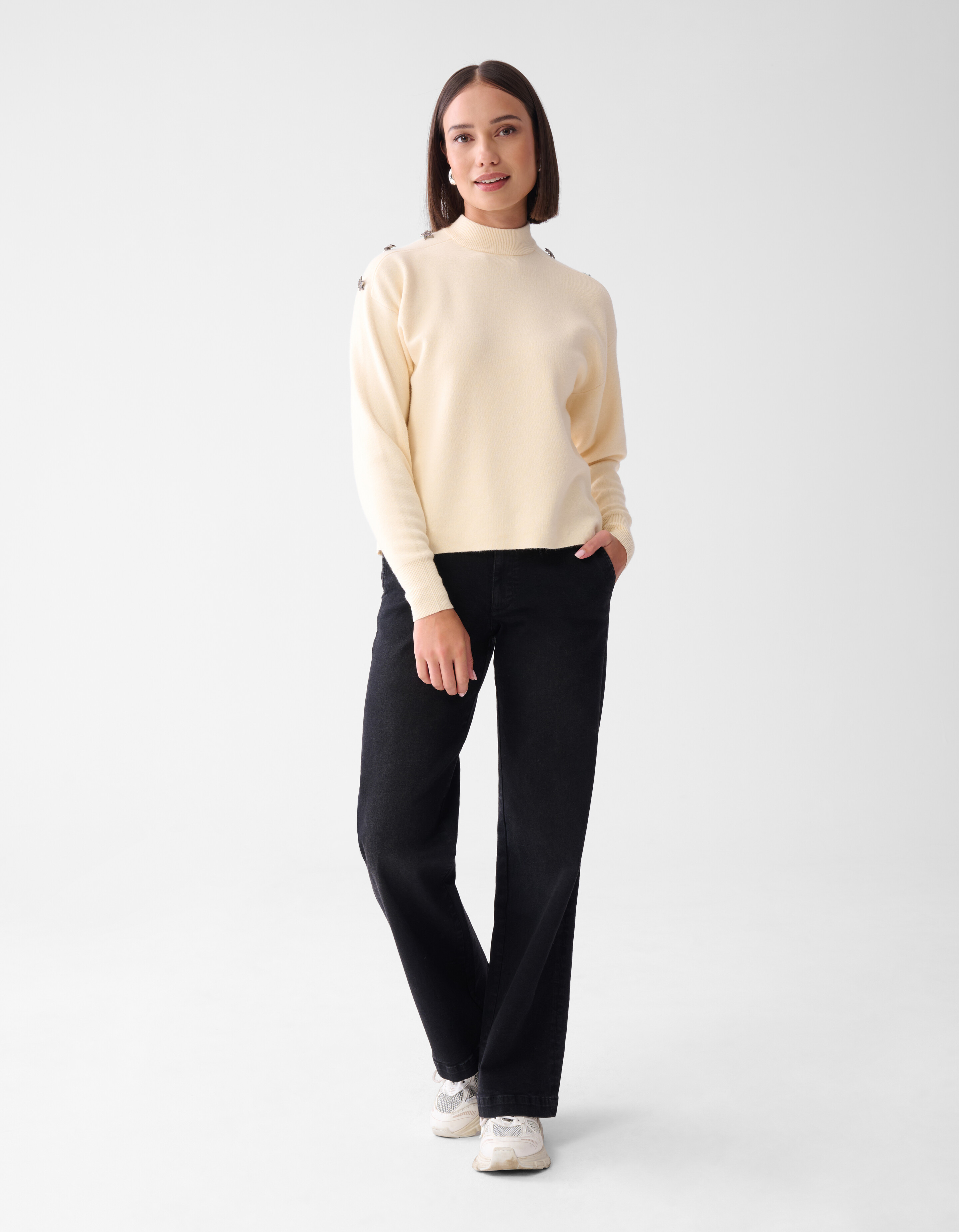 Knopf-Pullover Off White SHOEBY WOMEN