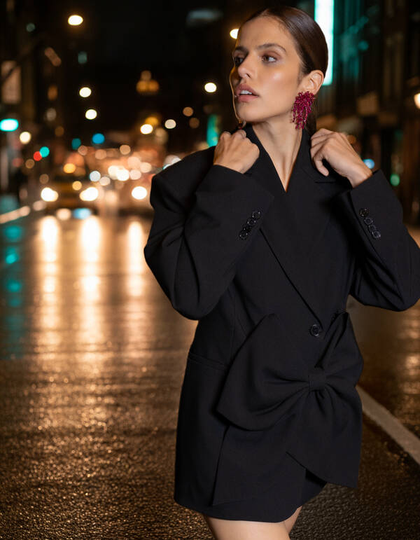 Oversized-Blazer-Kleid mit Krawatte, schwarz SHOEBY WOMEN