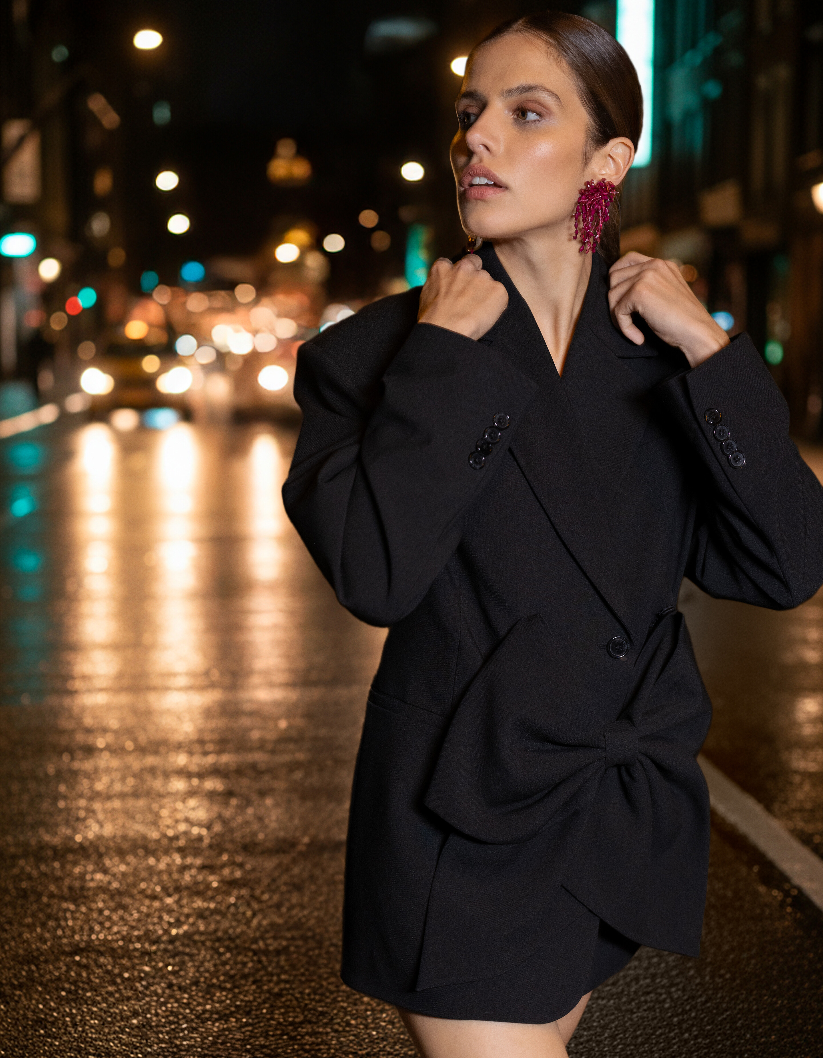 Oversized-Blazer-Kleid mit Krawatte, schwarz SHOEBY WOMEN