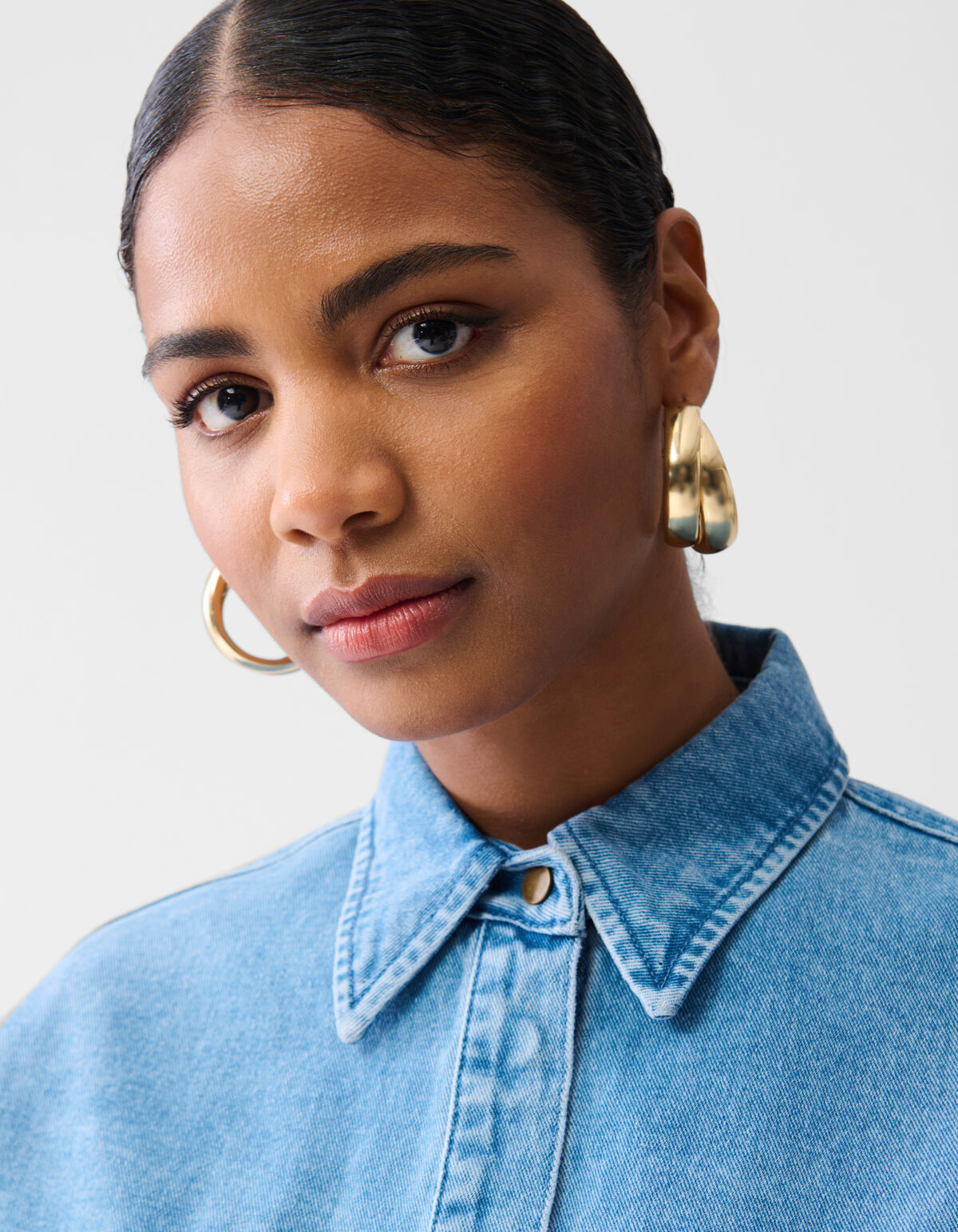 Übergroße Denim-Bluse Mediumstone von Fred SHOEBY WOMEN