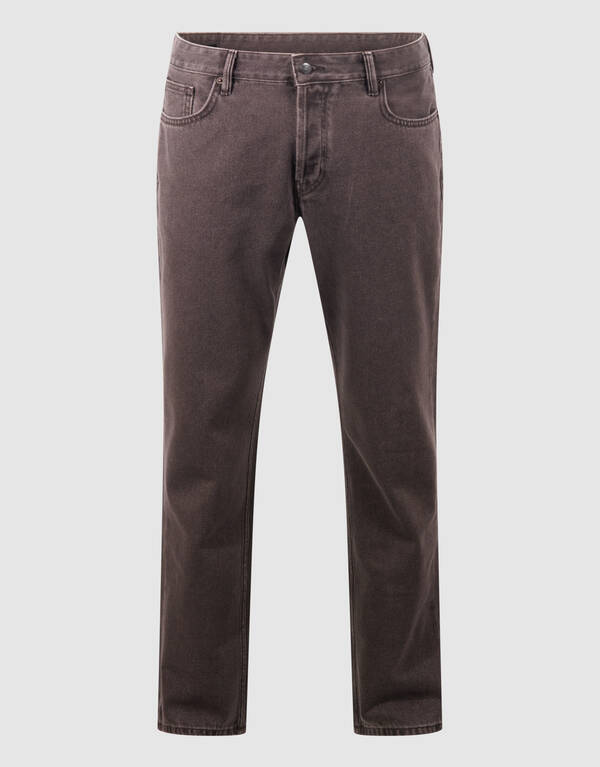 Washed Straight Fit Hose Dunkelbraun SHOEBY MEN
