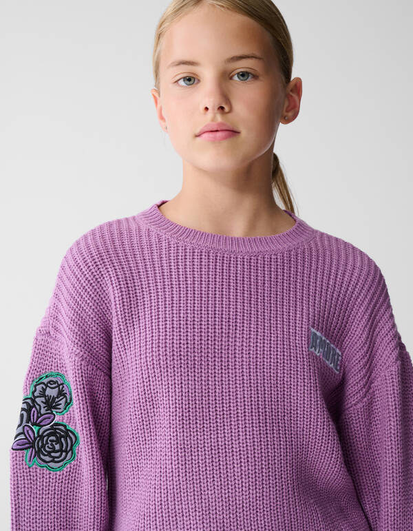 Bestickter Strickpullover Lila SHOEBY GIRLS