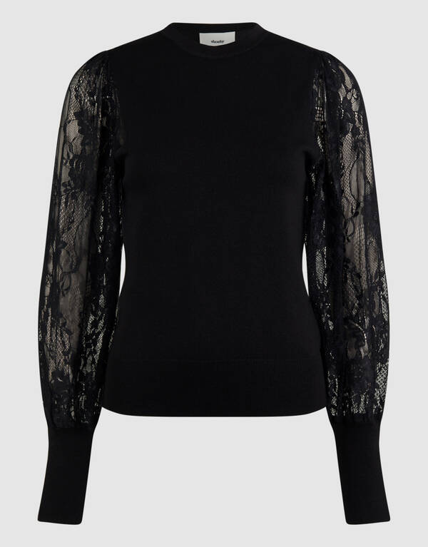 Spitzenstrickpullover Schwarz SHOEBY WOMEN
