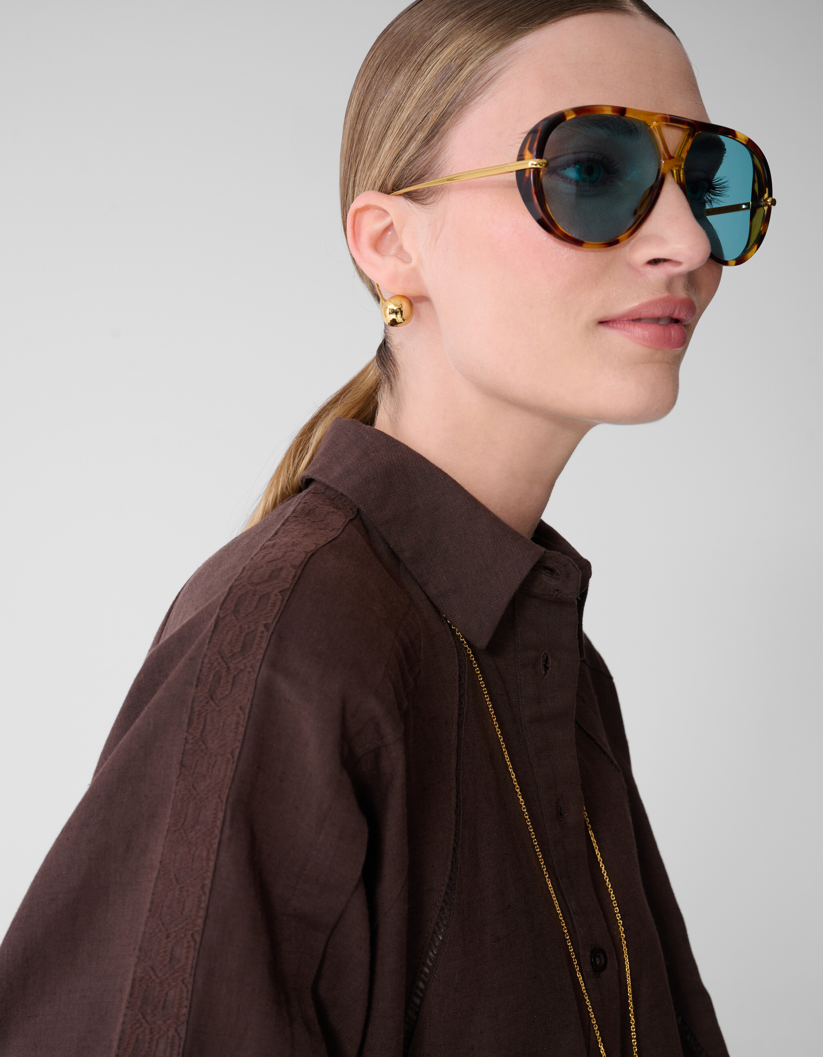 Plissierte Stickbluse Dunkelbraun von Mieke SHOEBY WOMEN