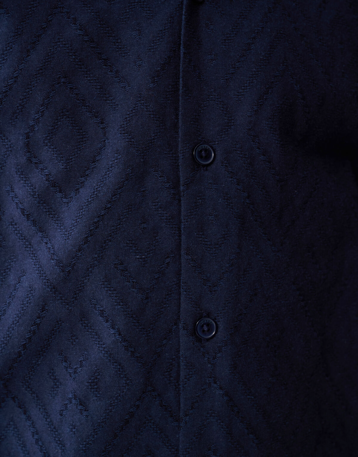 Gewelltes Jacquard-Hemd Dunkelblau SHOEBY MEN